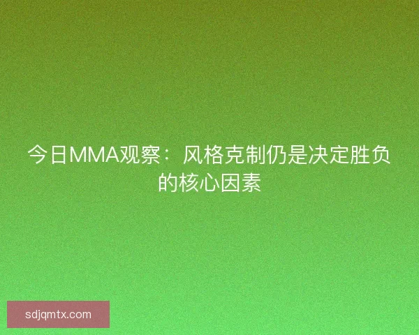 今日MMA观察:风格克制仍是决定胜负的核心因素 今日MMA观察:风格克制仍是决定胜负的核心因素