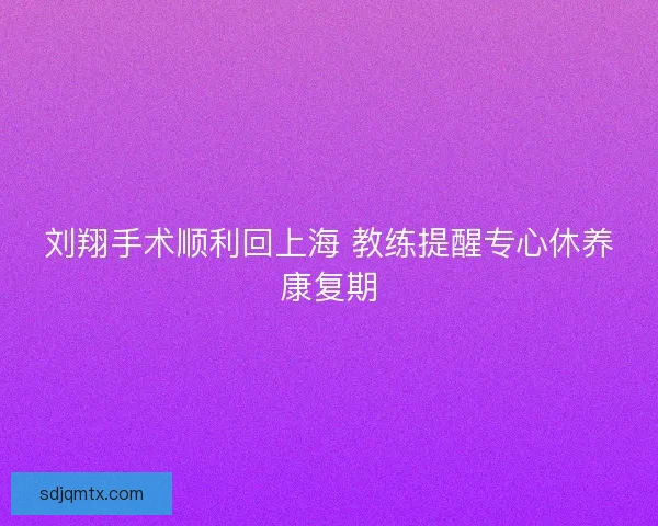 刘翔手术顺利回上海 教练提醒专心休养康复期