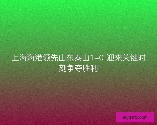 上海海港领先山东泰山1-0 迎来关键时刻争夺胜利