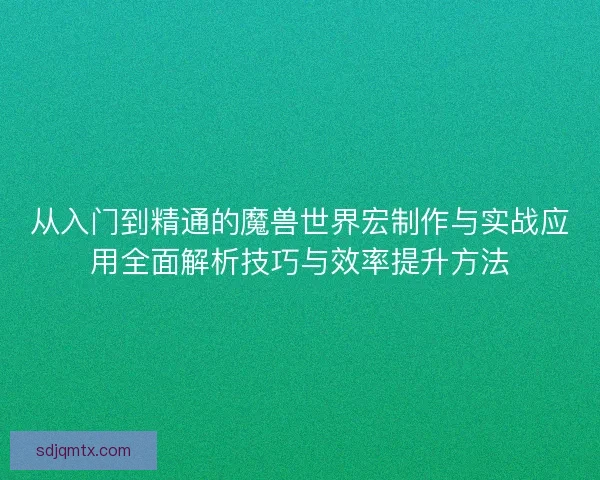 从入门到精通的魔兽世界宏制作与实战应用全面解析技巧与效率提升方法