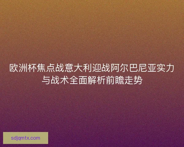 欧洲杯焦点战意大利迎战阿尔巴尼亚实力与战术全面解析前瞻走势