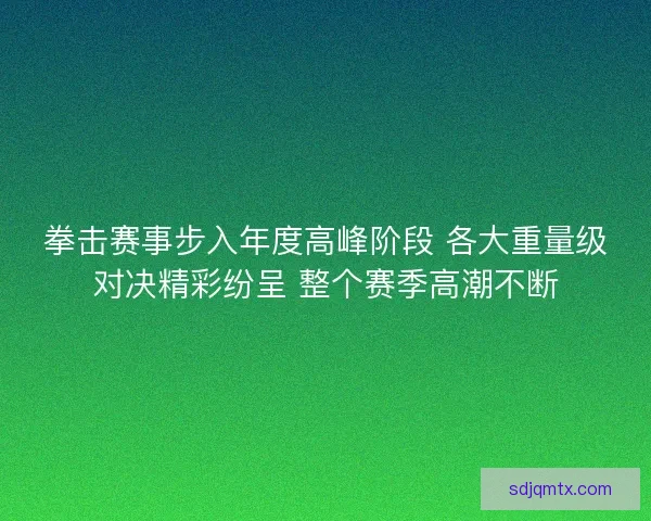 拳击赛事步入年度高峰阶段 各大重量级对决精彩纷呈 整个赛季高潮不断